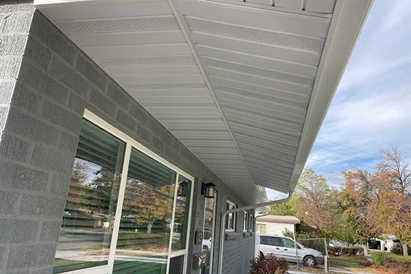New vented soffit and fascia along the eaves of a Salt Lake City, UT home